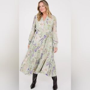 Suzy Shier Green Floral Maxi Dress